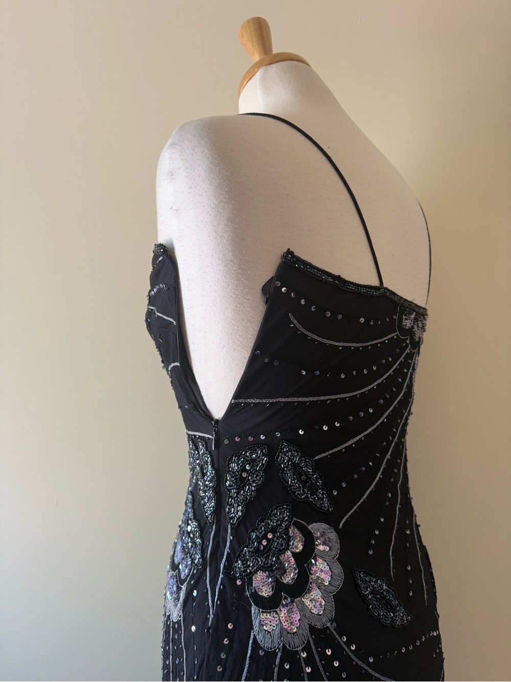 Made in India 100% Silk Hand Beaded Black Asymmetrical Cocktail Dress | NWOT - Picture 6 of 8